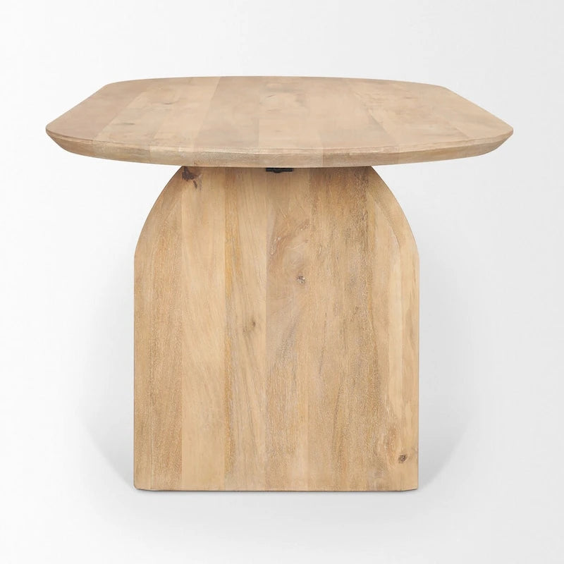 Oval Dining Table w/Light Brown Wood Top & Arched Legs - 86.5L x 39.0W x 30.0H