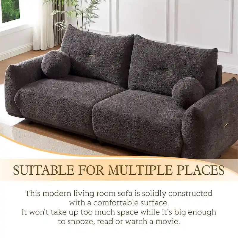 Lamb's Wool 2-Seater Cushion Sofa 90 Comfortable Sofa,w/2 Cushions