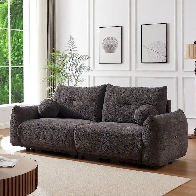 Lamb's Wool 2-Seater Cushion Sofa 90 Comfortable Sofa,w/2 Cushions