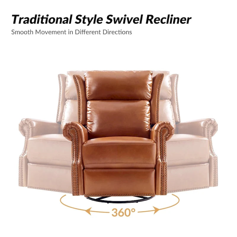 Viviana Traditional Genuine Leather Manual Swivel Glider Recliner by HULALA HOME