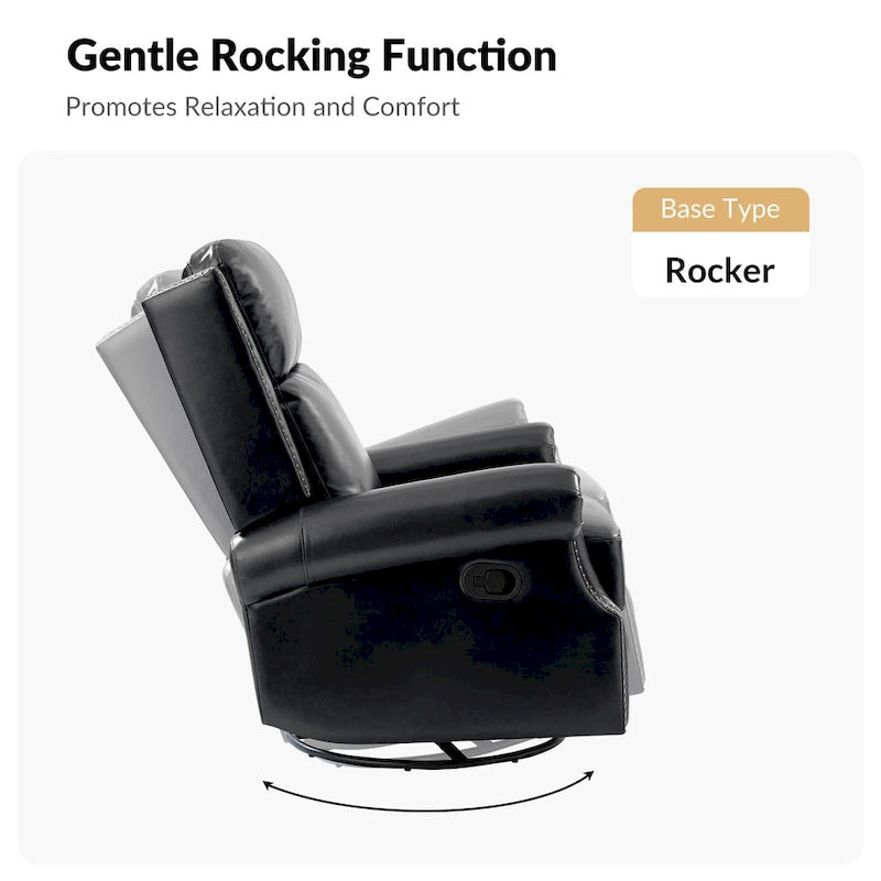 Viviana Traditional Genuine Leather Manual Swivel Glider Recliner by HULALA HOME