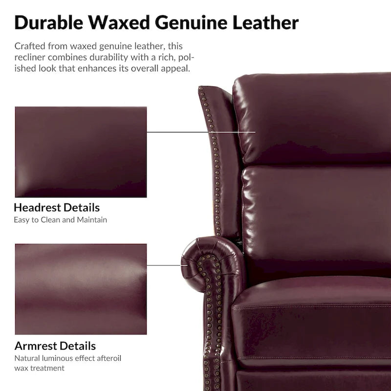 Viviana Traditional Genuine Leather Manual Swivel Glider Recliner by HULALA HOME
