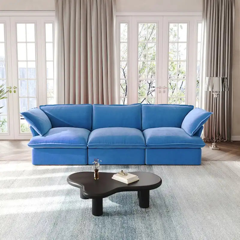 Modular Sectional Sofa Couch, 122.82 Velvet 3 Seater Sofa
