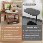 Brown/ White Wood Round 2-Tier Coffee Table for Living Room
