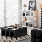 Multifunctional 4-Tier White Book Shelf & Coffee Table, Creative Furniture Floor Bookshelf, Minimalist Organizer Storage Shelves