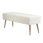 Adeco 43 Inch Velvet Bench Bed End Entryway Bench with Gold Legs