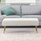 Adeco 43 Inch Velvet Bench Bed End Entryway Bench with Gold Legs