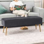 Adeco 43 Inch Velvet Bench Bed End Entryway Bench with Gold Legs