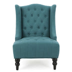 Contemporary Design Upholstered Wingback Chair, Hi-back Club Chair with Wood Legs