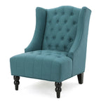 Contemporary Design Upholstered Wingback Chair, Hi-back Club Chair with Wood Legs
