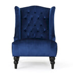 Contemporary Design Upholstered Wingback Chair, Hi-back Club Chair with Wood Legs