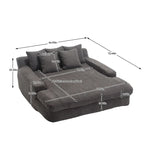 Chenille Upholstered 2-seater Deep Seat lazy sofa bed With 5 back pillows