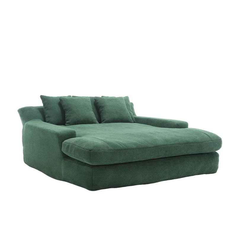 Chenille Upholstered 2-seater Deep Seat lazy sofa bed With 5 back pillows