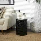 Wood Geometric Brick Inspired Cutout Side End Accent Table - Black - Roche River Decor