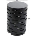 Wood Geometric Brick Inspired Cutout Side End Accent Table - Black - Roche River Decor