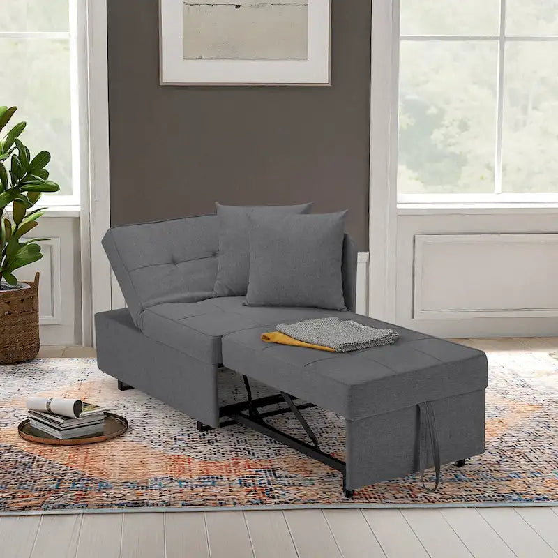 EROMMY Sleeper Sofa Chair Bed , Adjustable Backrest Pull Out Sofa Bed with Faux Linen Sofa Fabric