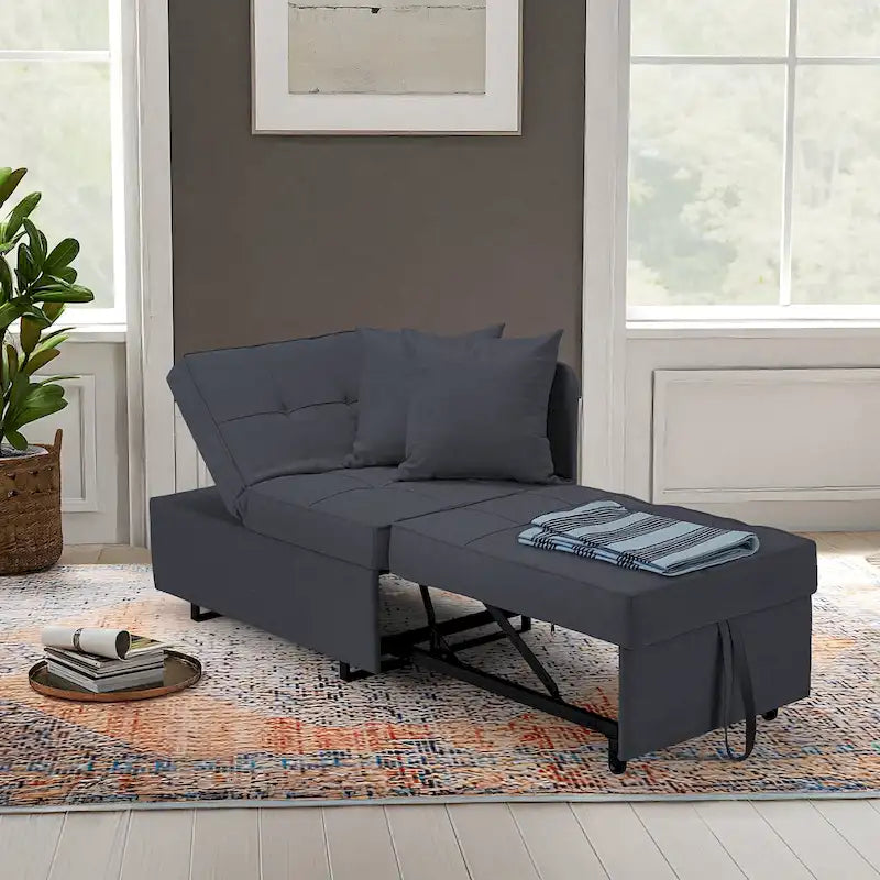 EROMMY Sleeper Sofa Chair Bed , Adjustable Backrest Pull Out Sofa Bed with Faux Linen Sofa Fabric