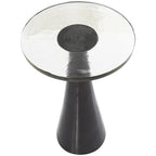 Aluminum Metal Geometric Cone Side End Accent Table with Textured Glass Tabletop - Black or Gold - Roche River Decor