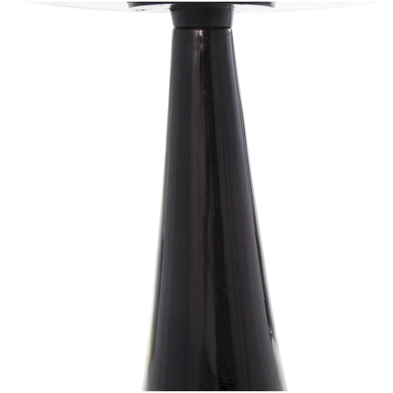 Aluminum Metal Geometric Cone Side End Accent Table with Textured Glass Tabletop - Black or Gold - Roche River Decor