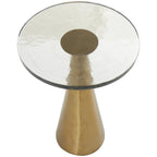 Aluminum Metal Geometric Cone Side End Accent Table with Textured Glass Tabletop - Black or Gold - Roche River Decor