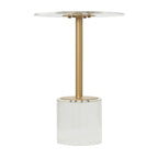 Acrylic Plastic Side End Accent Table with Elevated Base and Gold Stand - Clear - Roche River Decor