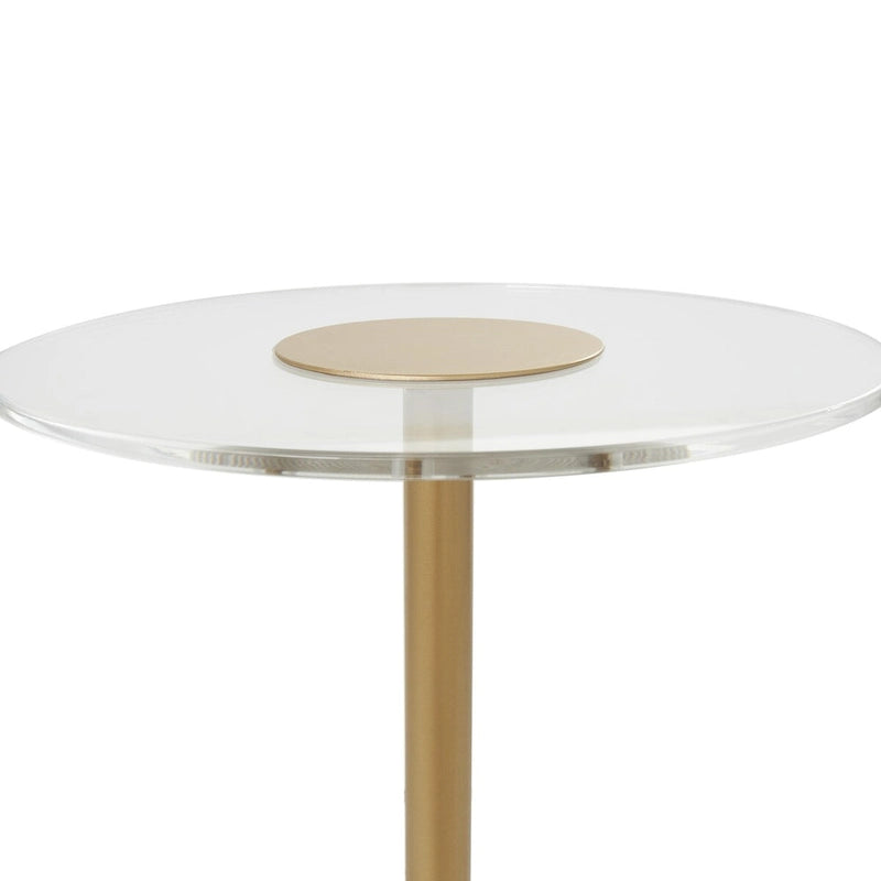 Acrylic Plastic Side End Accent Table with Elevated Base and Gold Stand - Clear - Roche River Decor