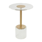 Acrylic Plastic Side End Accent Table with Elevated Base and Gold Stand - Clear - Roche River Decor