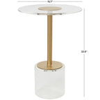 Acrylic Plastic Side End Accent Table with Elevated Base and Gold Stand - Clear - Roche River Decor