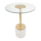 Acrylic Plastic Side End Accent Table with Elevated Base and Gold Stand - Clear - Roche River Decor