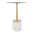 Acrylic Plastic Side End Accent Table with Elevated Base and Gold Stand - Clear - Roche River Decor