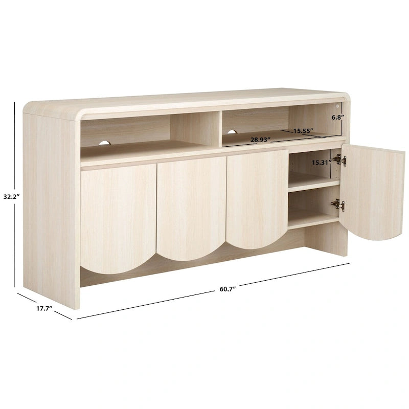 Home Narine 4 Door 2 Shelf Sideboard/Media Stand. - 61Wx18Dx32H