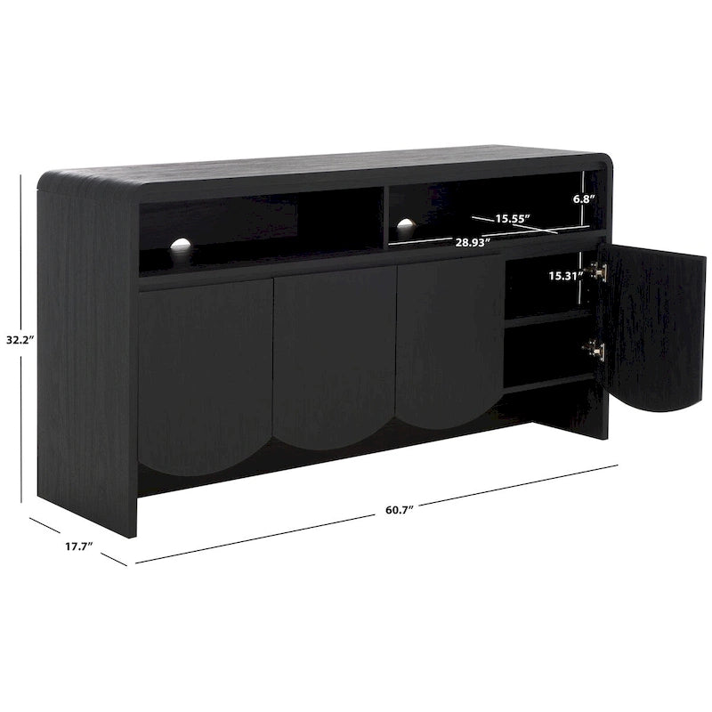 Home Narine 4 Door 2 Shelf Sideboard/Media Stand. - 61Wx18Dx32H