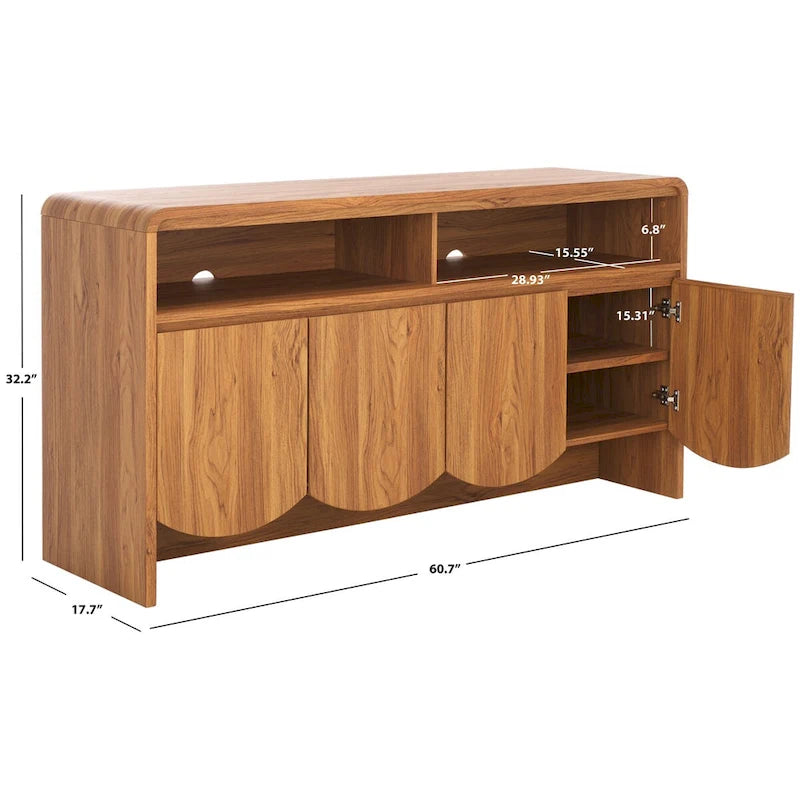Home Narine 4 Door 2 Shelf Sideboard/Media Stand. - 61Wx18Dx32H
