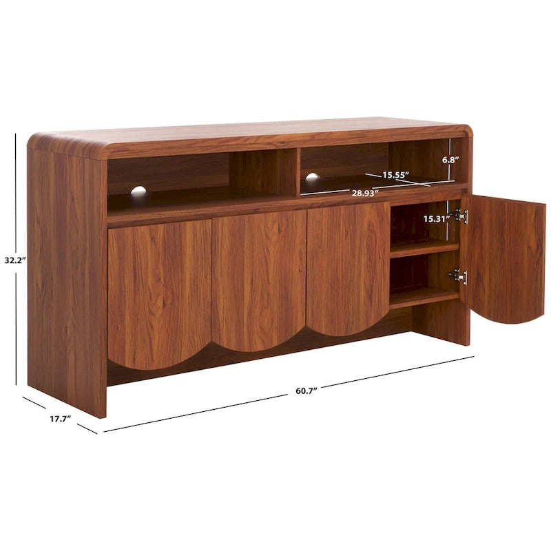 Home Narine 4 Door 2 Shelf Sideboard/Media Stand. - 61Wx18Dx32H