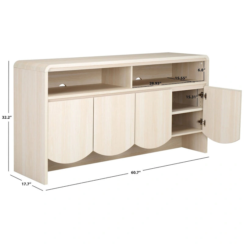 Home Narine 4 Door 2 Shelf Sideboard/Media Stand. - 61Wx18Dx32H