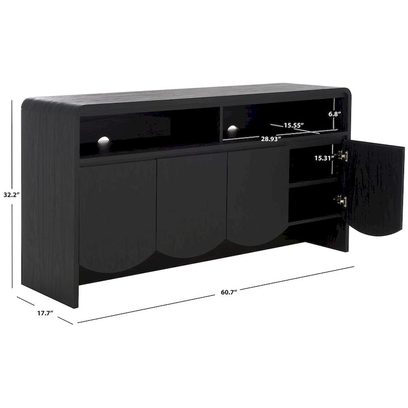 Home Narine 4 Door 2 Shelf Sideboard/Media Stand. - 61Wx18Dx32H